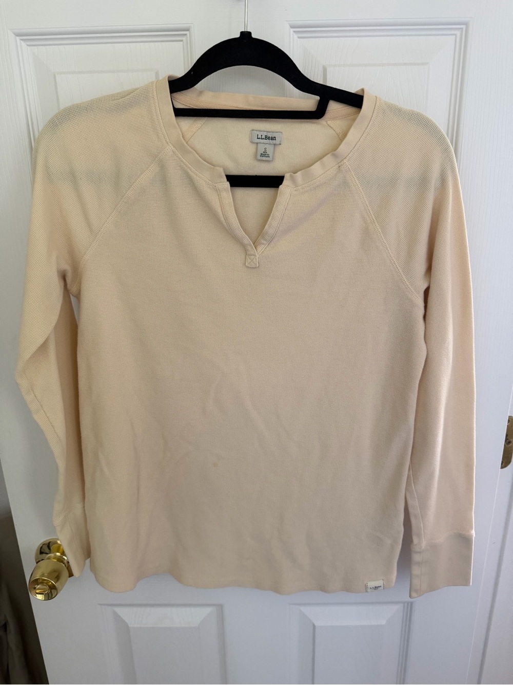 L.L.Bean Women's Cream Colored Long Sleeve Henley Size Small